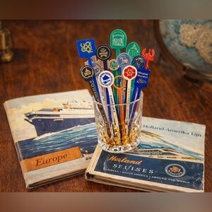 Vtg Swizzle Stick Collection 50 Hotel Cruise Line Resort Mid Century 90s Barware